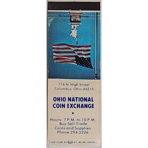 Vintage Matchbook Cover Ohio National Coin Exchange Columbus OH